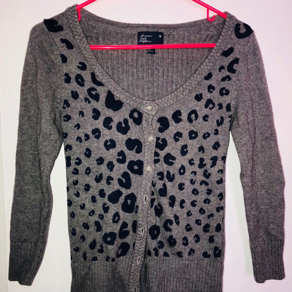 Grey & Navy Blue Cardigan- American Eagle